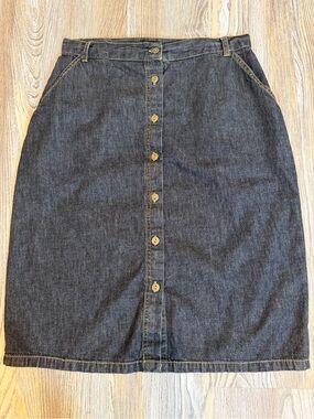 Anthony Richards Dark Blueish/Black Denim Button Front Knee Length Skirt Size 14